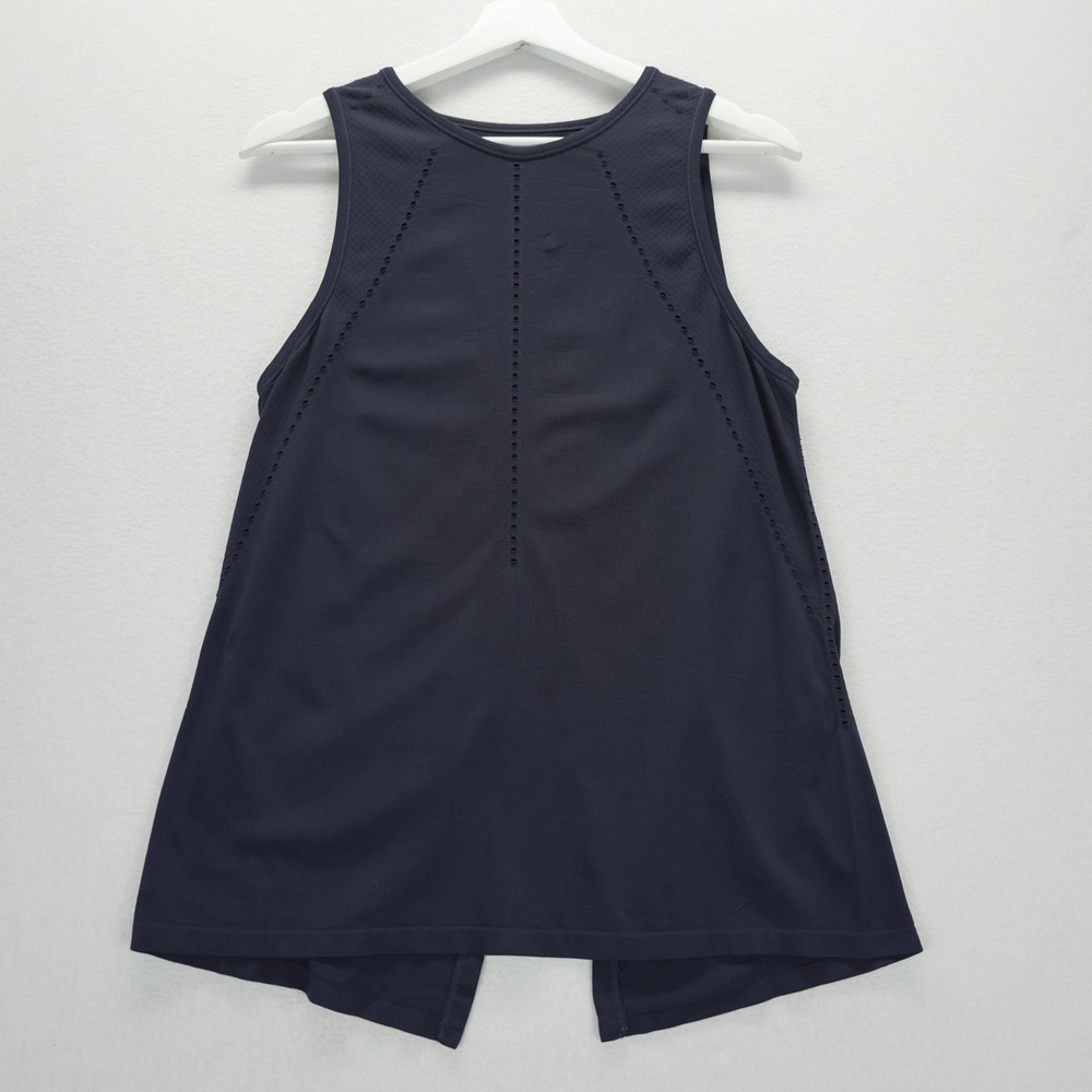 Athleta Foothill Seamless Tank Navy Blue Laser Cut Seamless Workout Top Small